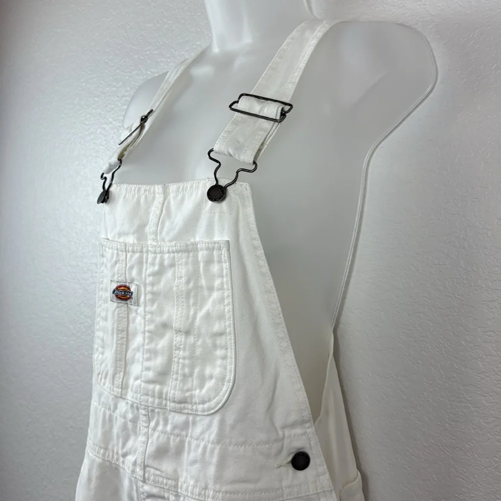 Dickies Duck canvas short bib overalls in stonewash cream Size X-Small NWOT - Picture 9 of 11